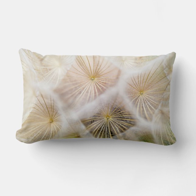 White dandelion flowers lumbar cushion (Front)