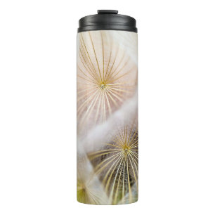 White dandelion flowers thermal tumbler