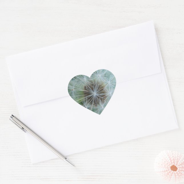 White Dandelion Heart Sticker (Envelope)