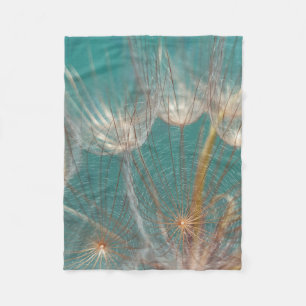 White dandelion in close up photography fleece blanket