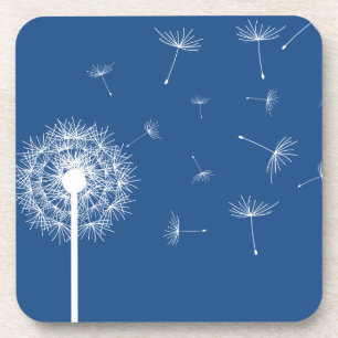 White Dandelion Silhouette Coaster