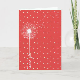 white dandelion thank you card