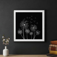 White Dandelions Line Art