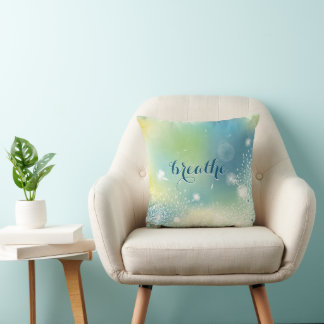 White Dandelions Turquoise Blue Elegant Custom Cushion
