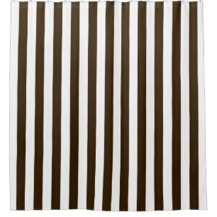 White Dark Brown Vertical Stripe NL #0 Shower Curtain