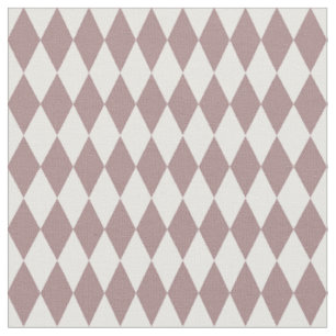 White & Dark Brownish Pink Harlequin Diamonds Fabric