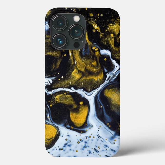 White dark gold liquid background iphone case (Back)