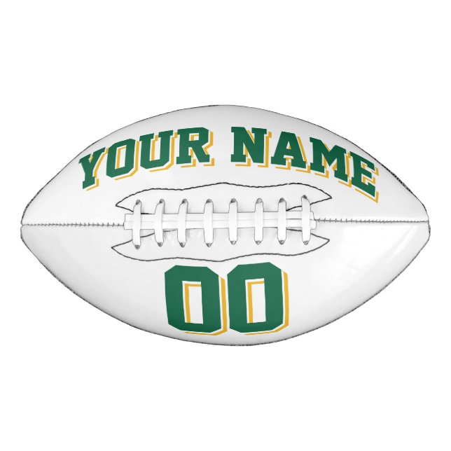 WHITE DARK GREEN AND GOLD Custom Football (Front)
