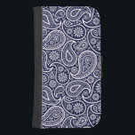 White & Dark Navy Blue Vintage Paisley Pattern Samsung S4 Wallet Case<br><div class="desc">Elegant white paisley pattern over dark navy blue background colour you can change.</div>