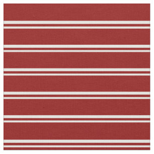White & Dark Red Coloured Pattern of Stripes Fabric