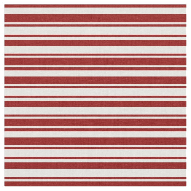 White & Dark Red Coloured Striped Pattern Fabric (Close Up)