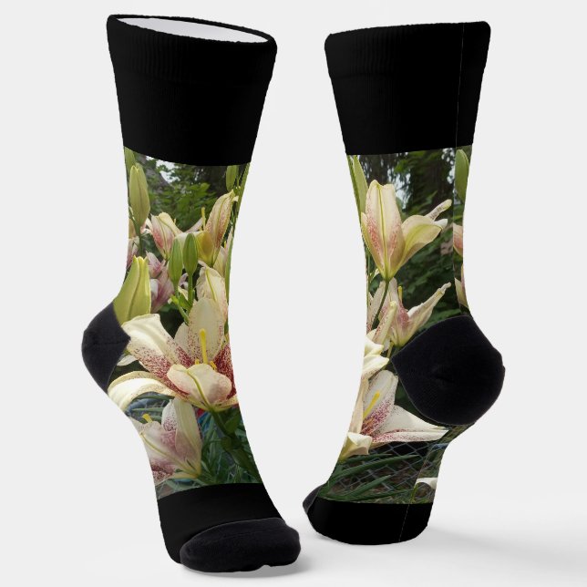 White Daylilies  Socks (Angled)
