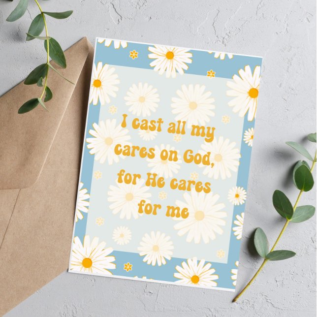 White  Daysi Background Christian Affirmation Holiday Card (Creator Uploaded)