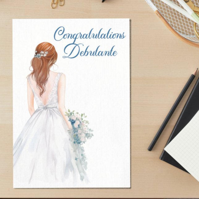 White Debutante Ballgown Congratulations Card (Creator Uploaded)