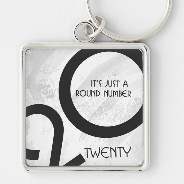 White Decade 20th Birthday Key Ring (Front)