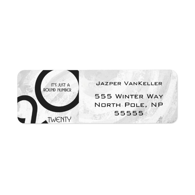White Decade Birthdday Return Address Label (Front)