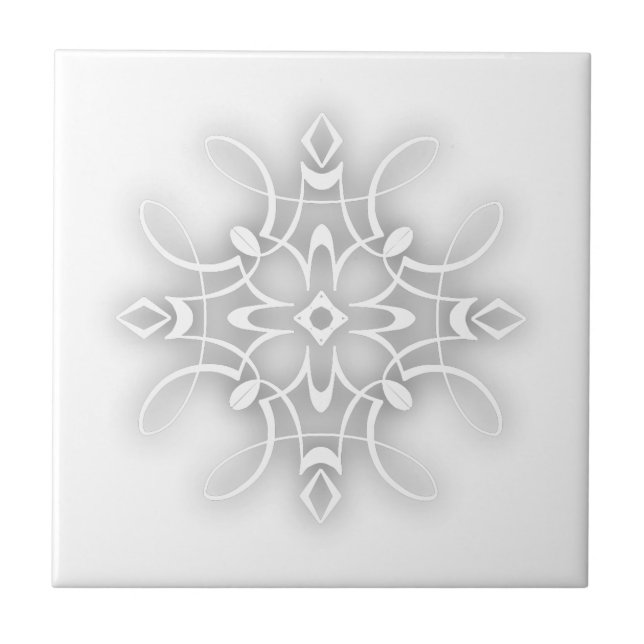 White Decorative Flower Ceramic Tile (Front)