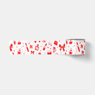 White Decorative Ribbon with Red Gift, Perfume & H Satin Ribbon