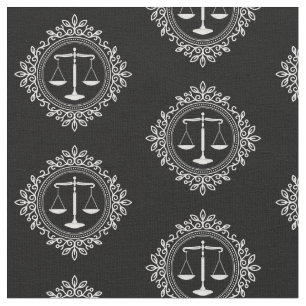 White  Decorative Scales of Justice   Law Gifts Fabric