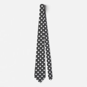 White Deep Grey Polka Dots Pattern Tie