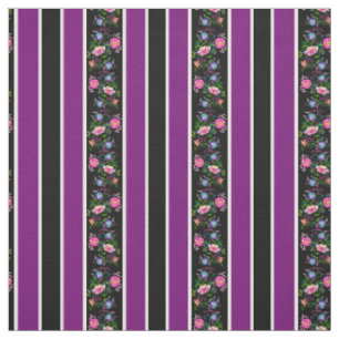 White, deep purple/folk flowers/stripe/black fabric