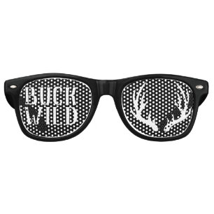 White Deer Antlers Buck Wild Retro Sunglasses