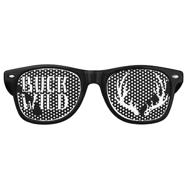 White Deer Antlers Buck Wild Retro Sunglasses (Front)