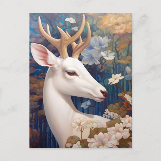 White Deer Beautfiul Fantasy Art Postcard (Front)