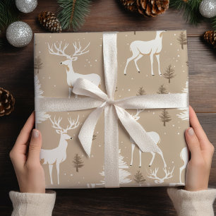 White Deer Christmas Wrapping Paper