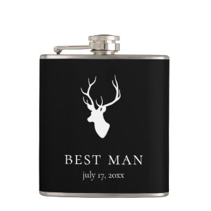 White Deer Head Hip Flask
