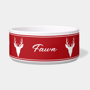 White Deer Head Silhouette On Red With Custom Name
