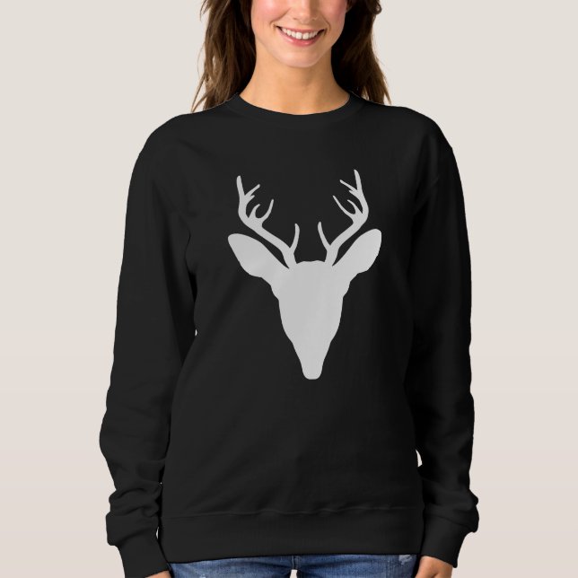 White Deer Head Silhouette Wild Animal Sweatshirt (Front)