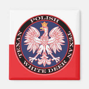 White Deer Round Polish Texan Magnet