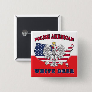 White Deer Texas Polish American 15 Cm Square Badge