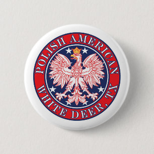 White Deer Texas Polish American Eagle 6 Cm Round Badge