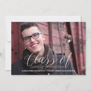 White Delicate Class of 2017 Photo Graduation Announcement