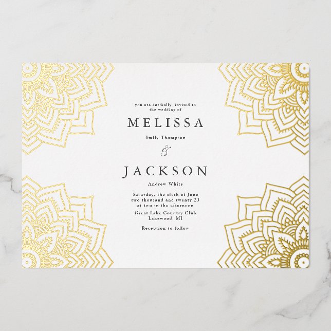 White Delicate gold mandala Wedding (Front)