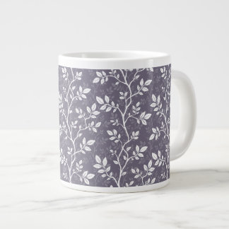 White Delicate Woven Branches Leaves over Lavender Large Coffee Mug