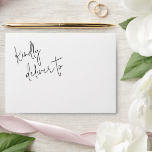 White Deliver to Script Wedding Address Envelope