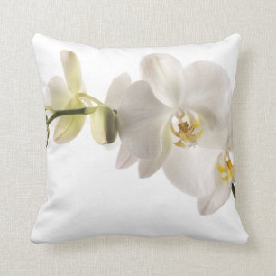 White Dendrobium Orchid Flower Spray Floral Cushion