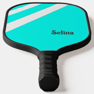 White diagonal stripes on blue pickleball paddle