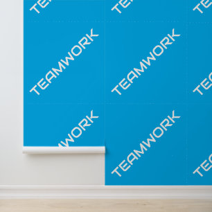 White Diagonal TEAMWORK Text On Azure Blue Wallpaper