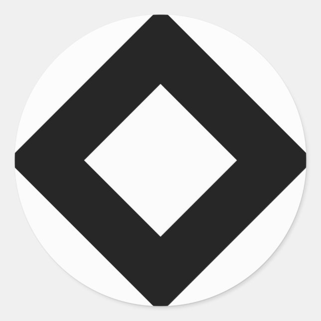White Diamond, Bold Black Border Classic Round Sticker (Front)