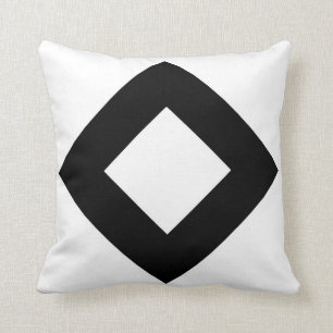 White Diamond, Bold Black Border Cushion