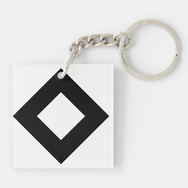 White Diamond, Bold Black Border Key Ring (Back)