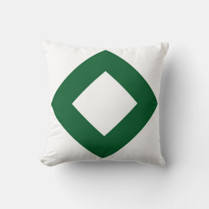 White Diamond, Bold Green Border Cushion