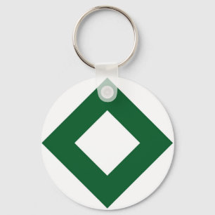 White Diamond, Bold Green Border Key Ring