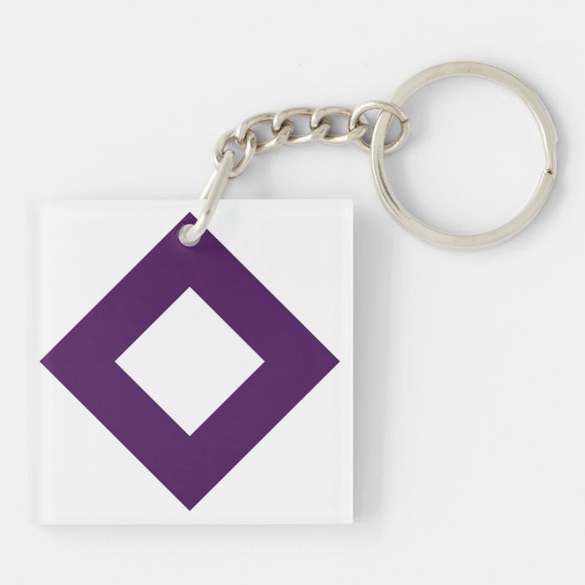 White Diamond, Bold Purple Border Key Ring (Back)