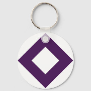 White Diamond, Bold Purple Border Key Ring