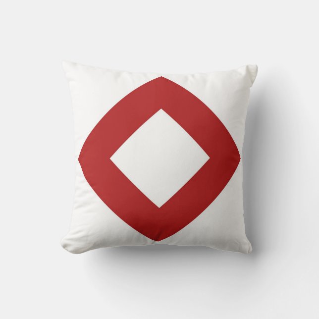 White Diamond, Bold Red Border Cushion (Front)